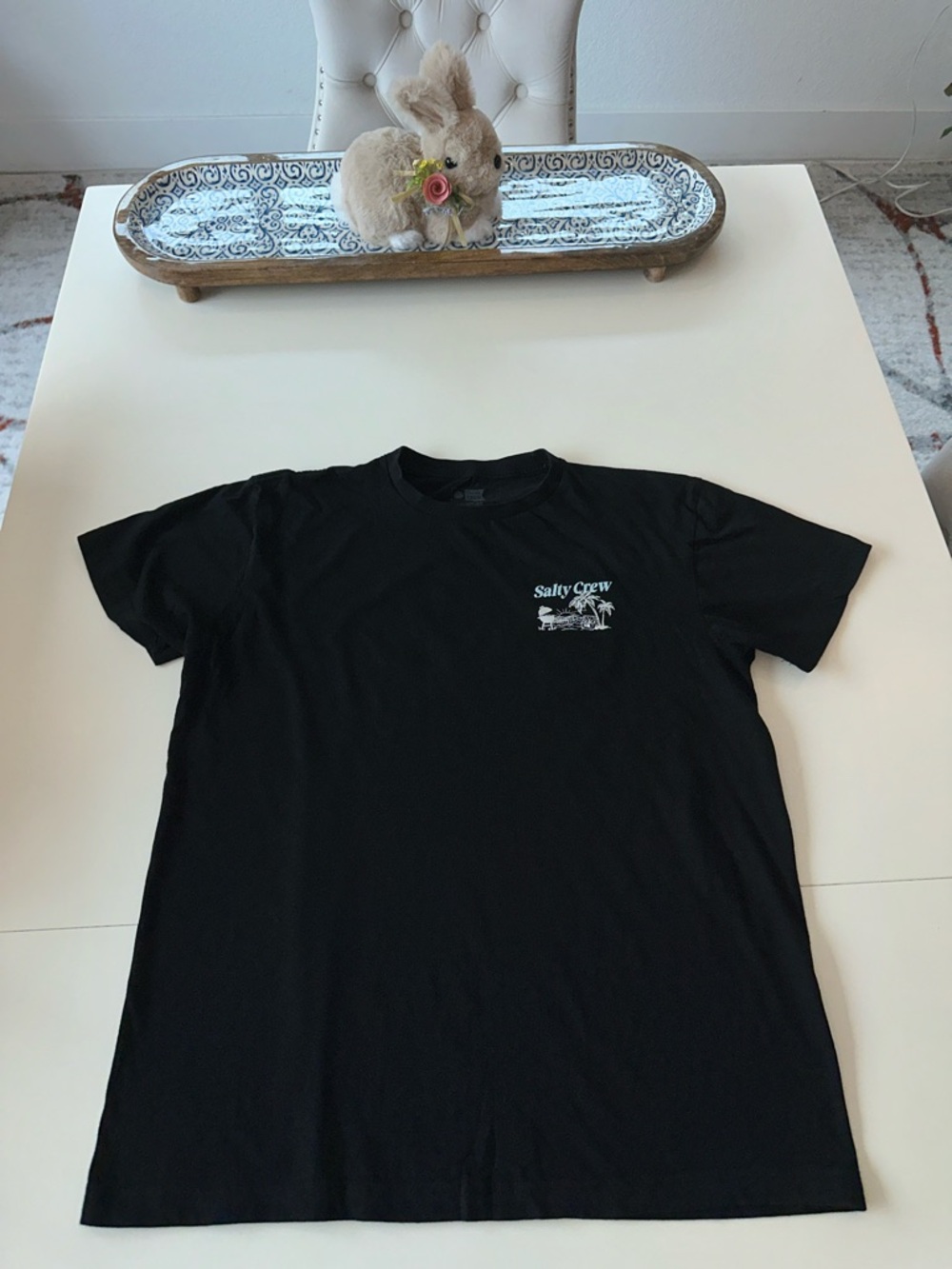Salty Crew Black Short-Sleeve Tee with Small White Chest Graphic